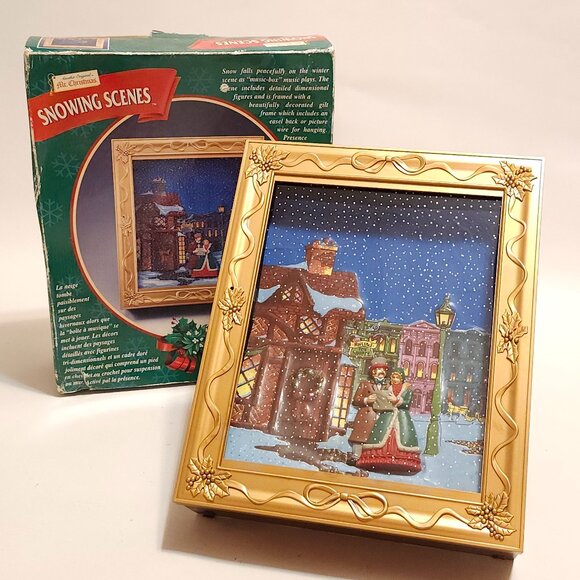 VINTAGE Mr. Christmas Snowing Scenes Magical Photo Frame Musical Moving Snow - Picture 1 of 11